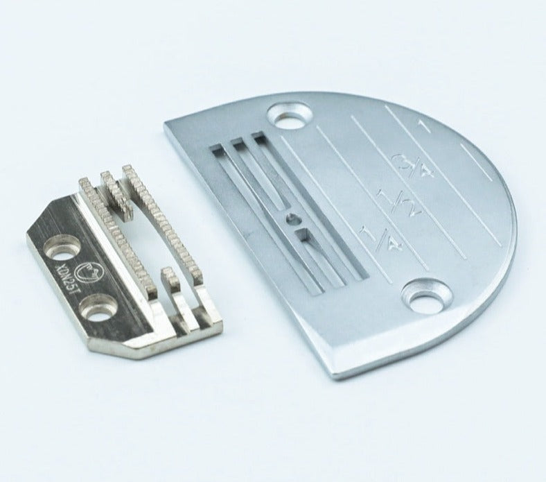 Conjunto com chapa, dente e calcador indicado para tecidos leves e médios , JUKI DDL-8700-7 9000 BROTHER S7200 JACK A3 A4