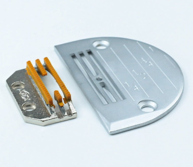 Conjunto com chapa, dente e calcador indicado para tecidos leves e médios , JUKI DDL-8700-7 9000 BROTHER S7200 JACK A3 A4