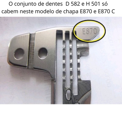 Conjunto Dente Dianteiro e Traseiro interloque tipo Siruba 757 757X2 Industrial