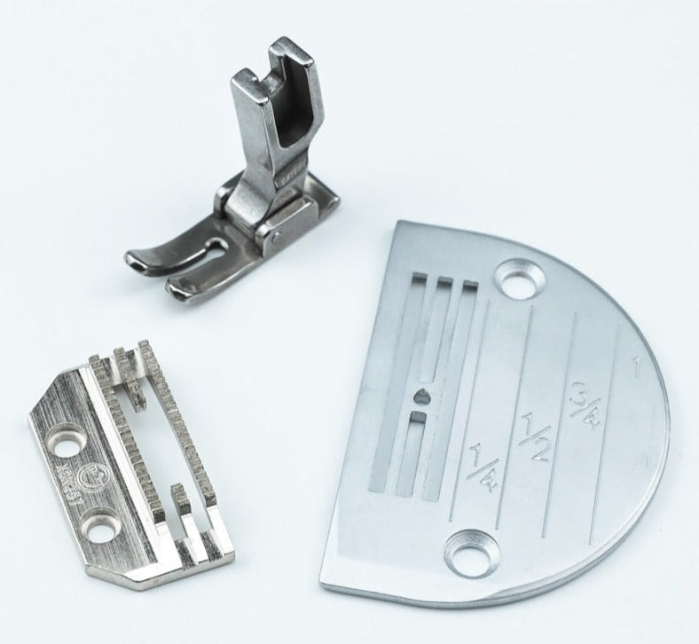 Conjunto com chapa, dente e calcador indicado para tecidos leves e médios , JUKI DDL-8700-7 9000 BROTHER S7200 JACK A3 A4